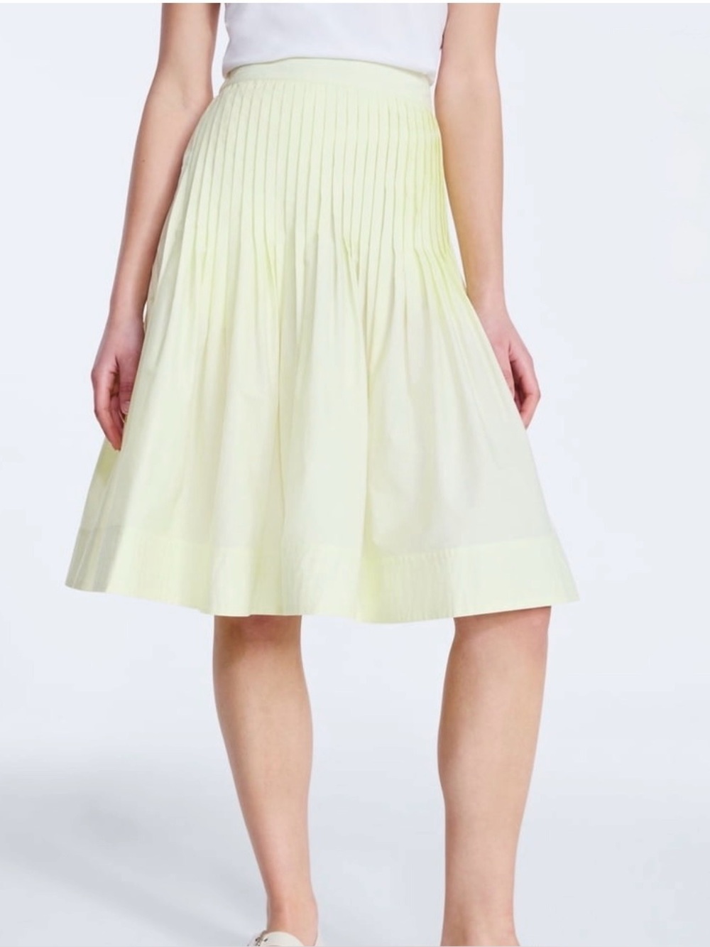 Free Assembly Yellow Pintuck Pleated Midi Skirt XL Cottagecore Coquette Preppy - Picture 9 of 11